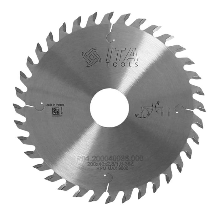 ITA TOOLS piła HM do poprzecznego cięcia drewna D200 F40 K2,8 P1,8 a15° NS (ATB) Z36