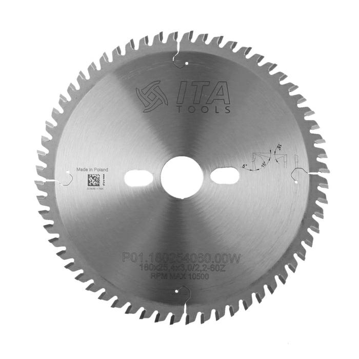ITA TOOLS piła HM do poprzecznego cięcia drewna D180 F25,4 K3,2 P2,2 a10° NS (ATB) Z60
