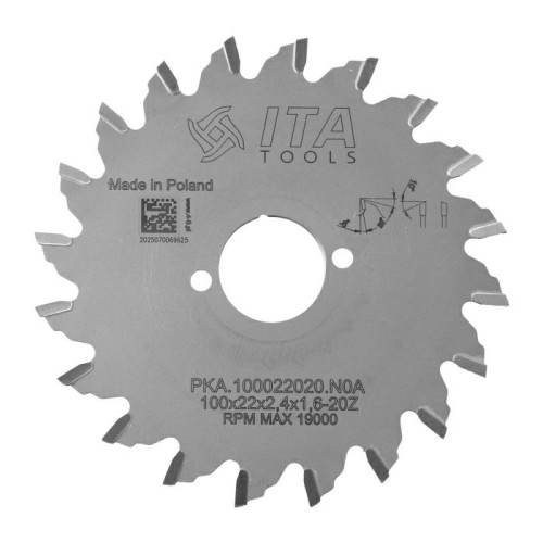 ITA TOOLS piła tarczowa HM do okleiniarek D100 F22 K2,4 P1,6 a-6° NS (ATB) Z20