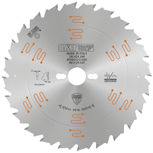 CMT Piła do uniwersalnego cięcia drewna chromowana D250 d30 K3,2 c2,2 Z24 285.624.10M