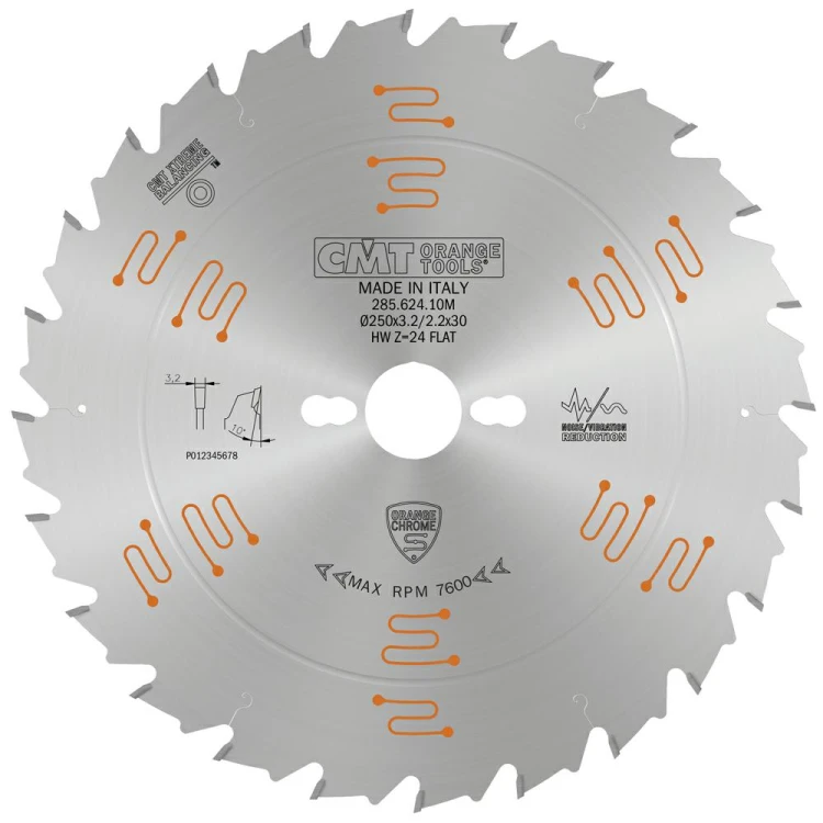 CMT Piła do uniwersalnego cięcia drewna chromowana D250 d30 K3,2 c2,2 Z24 285.624.10M