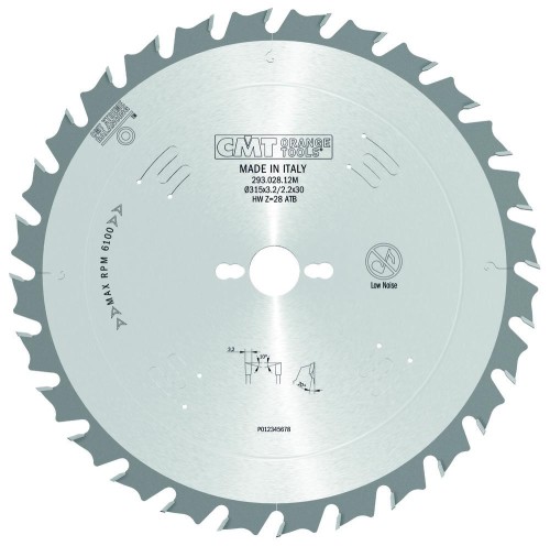 CMT Piła do wzdłużnego cięcia drewna D315 d30 K3,2 c2,2 Z28 293.028.12M