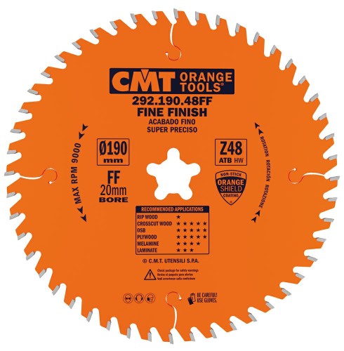CMT Piła do uniwersalnego cięcia drewna D190 d20 K2,4 c1,6 Z48 292.190.48FF