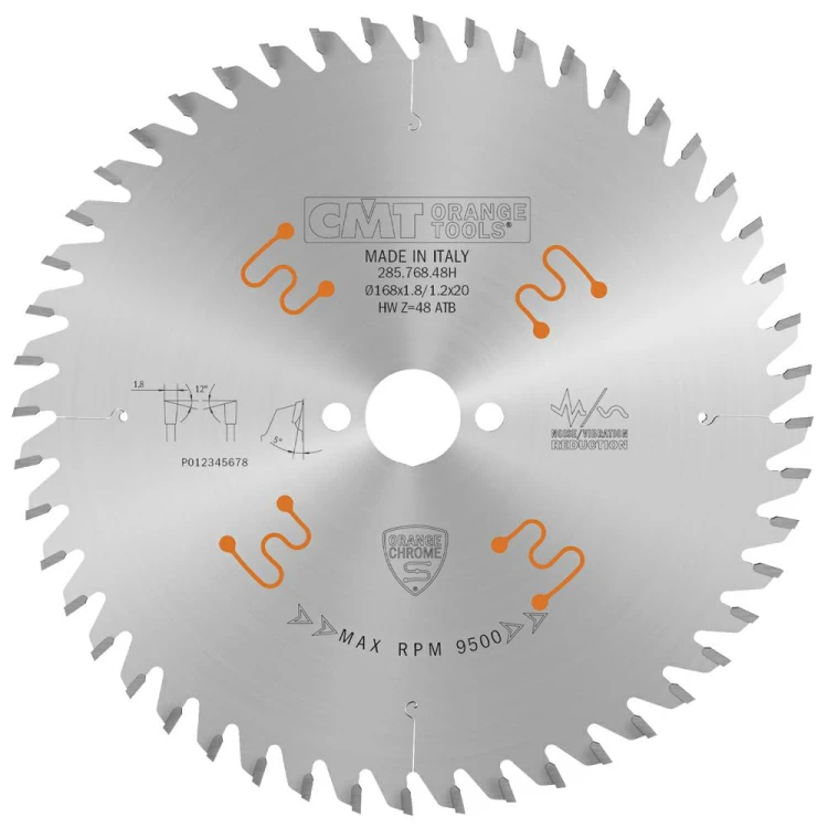 CMT Piła do poprzecznego cięcia drewna chromowana D168 d20 K1,8 c1,2 Z48 285.768.48H