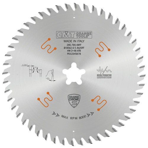 CMT Piła do poprzecznego cięcia drewna chromowana D190 d20 K2,4 c1,8 Z48 285.790.48FF