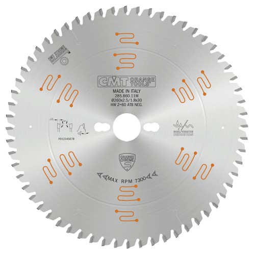 CMT Piła do poprzecznego cięcia drewna chromowana D260 d30 K2,5 c1,8 Z60 285.860.11M