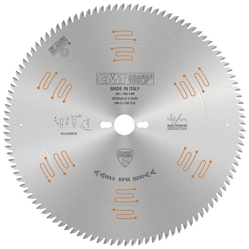 CMT Piła do cięcia płyty laminowanej chromowana D350 d30 K3,5 c2,5 Z108 281.708.14M
