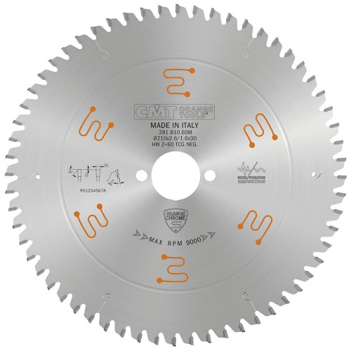 CMT Piła z powłoką chromową do cięcia HPL D210 d30 K2,6 c1,6 Z60 281.810.60M