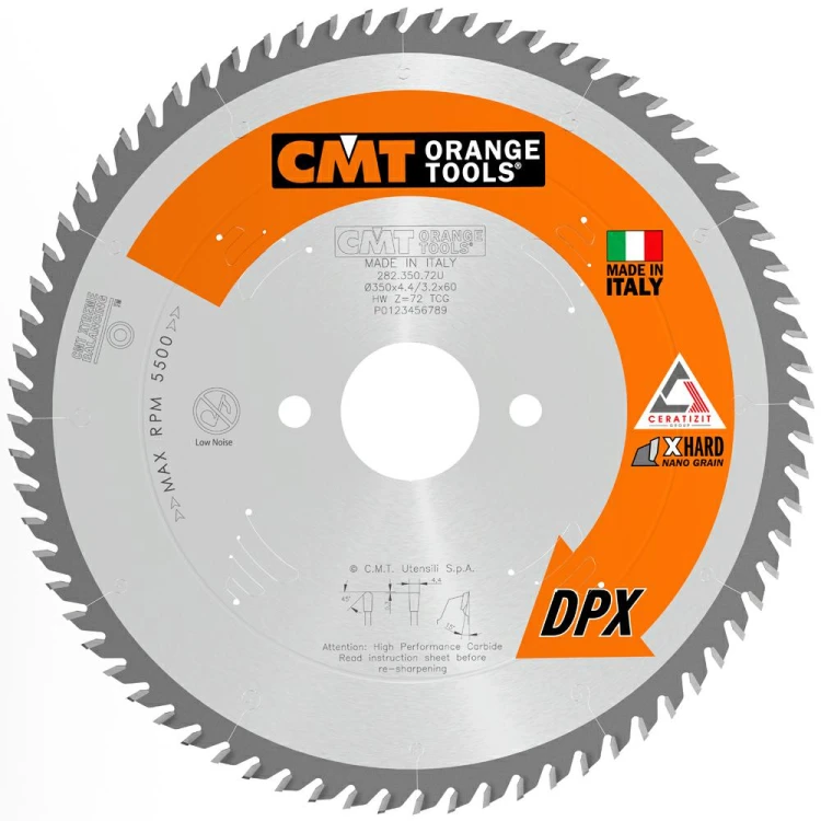 CMT Profesjonalna piła do formatowania DPX Nano D350 d60 K4,4 c3,2 Z72 282.350.72U
