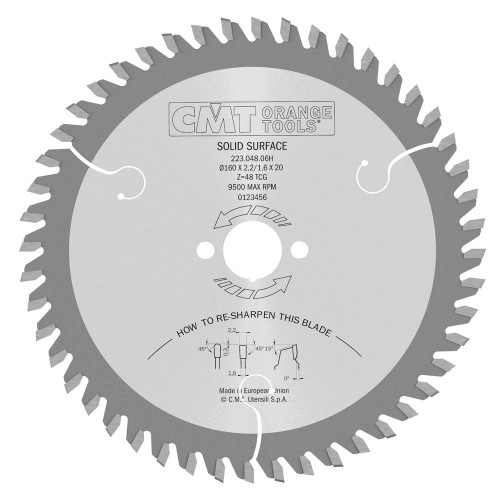 CMT Piła do cięcia materiałów twardych D160 d20 K2,2 c1,6 Z48 223.048.06H