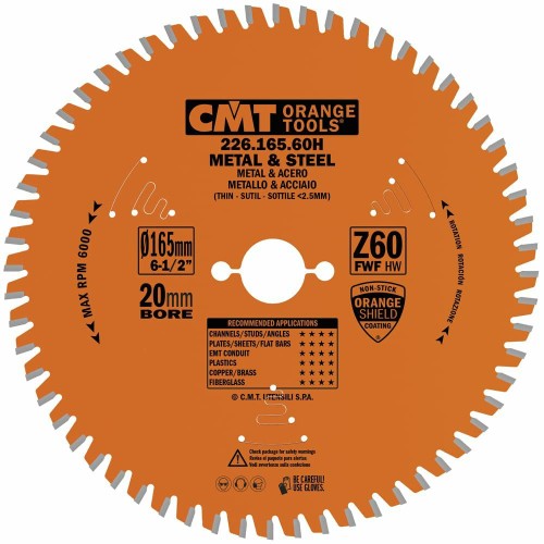 CMT Piła do beziskrowego cięcia stali D165 d20 K1,6 c1,2 Z60 226.165.60H