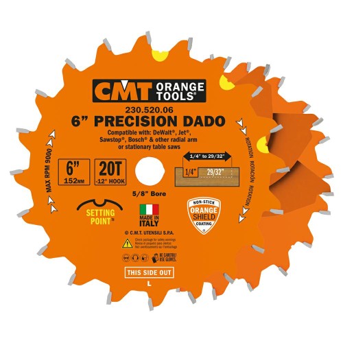 CMT Zestaw pił tarczowych do połączeń DADO D150 d15,87 K22,23 c3,38 Z20 230.520.06