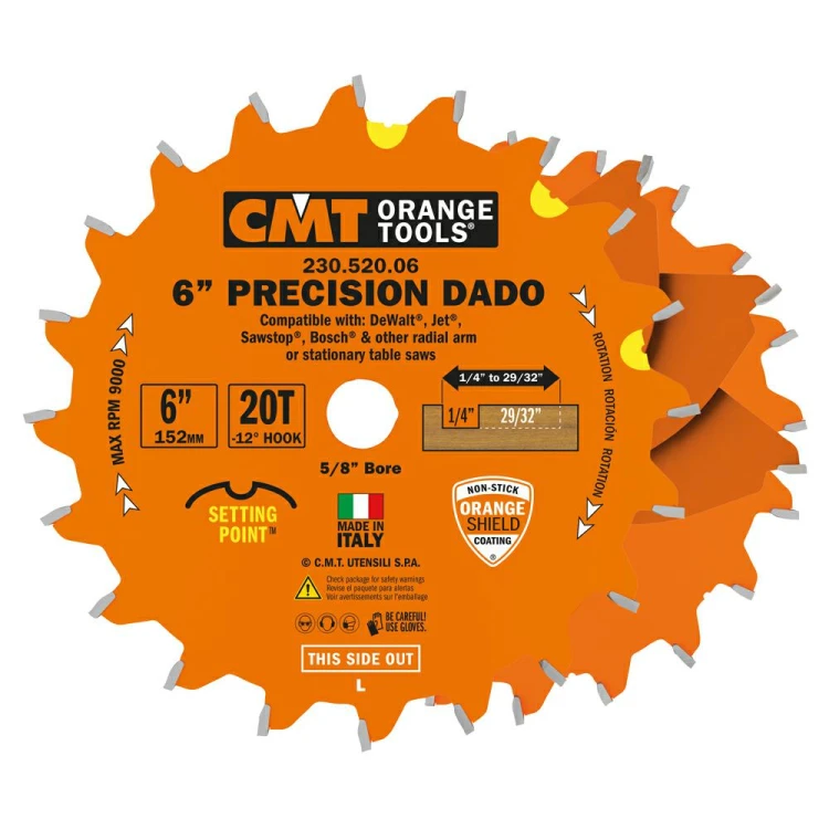 CMT Zestaw pił tarczowych do połączeń DADO D150 d15,87 K22,23 c3,38 Z20 230.520.06