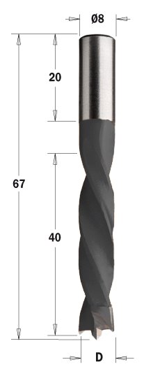 CMT wiertło nieprzelotowe HM D5,55 I40 L67 S8 RH 307.055.11 – zdjęcie 1