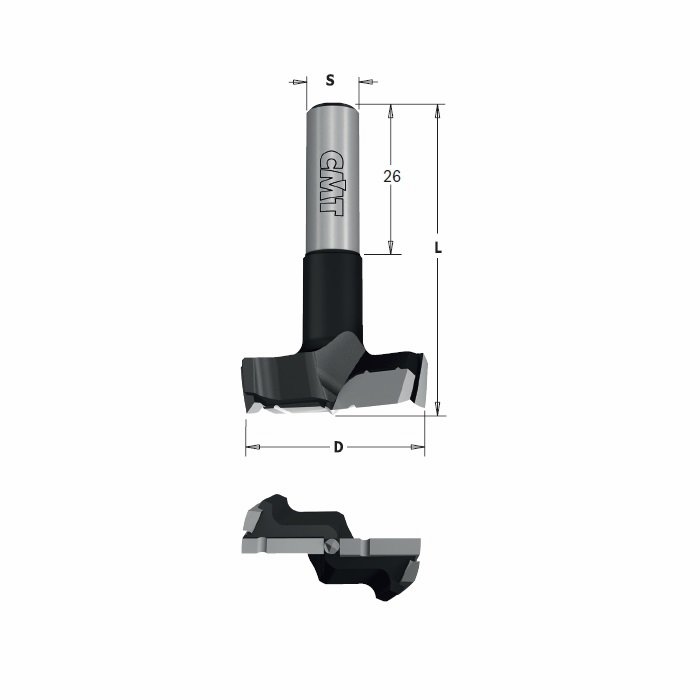 CMT wiertło puszkowe XTREME z łamaczem wióra HM D26 L70 S10 LH 369.260.42 – zdjęcie 1