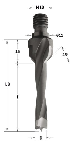 CMT wiertło z pogłębiaczem z gwintem HM D8 I20 S10 LH 325.080.12 – zdjęcie 1