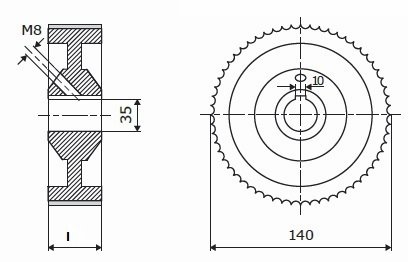 ELASTOMERI Rolka stalowa D=140 F=35 I=50 klin 10 mm chrom Prof A Skos WEINIG WES.140035050.WAU – zdjęcie 2