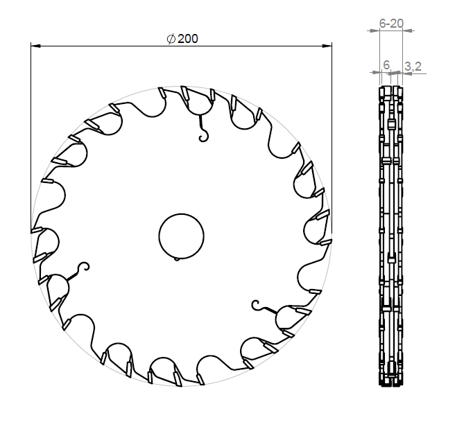 FABA zestaw pił tarczowych PI-402 EVO2 200x6-20/4-19x30 Z18 GM – rowki 6-20 mm