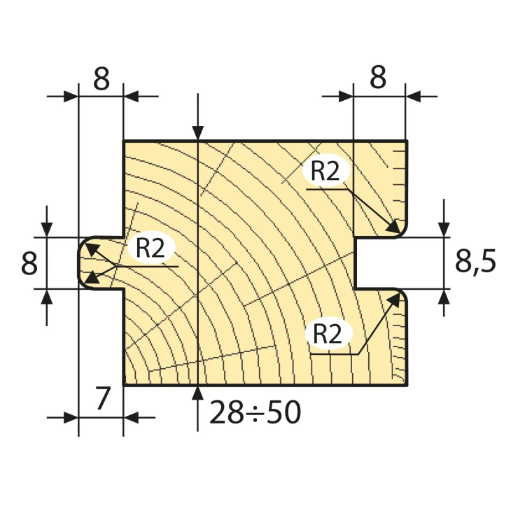 FABA zestaw frezów profilowych 6200/13 140x44/40 Z4 HSS – deska podłogowa, pióro-wpust