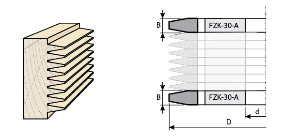 FABA frez boczny do złącz FZK-30-A 249,7x11,4/70 Z6 HM – połączenie według schematu A