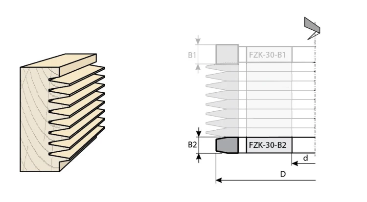 FABA frez boczny do złącz FZK-30-B2 239x11,4/70 Z6 HM – połączenie według schematu B
