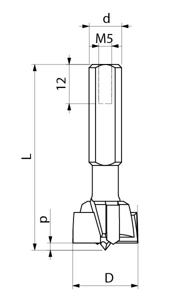 FABA wiertło puszkowe TW-301A 15/10x L57 HM Prawy ze zmiejszoną wysokością pilota drewna twardego;drewna klejonego;sklejki;płyt wiórowych;laminatów;płyt OSB;płyt LDF;MDF