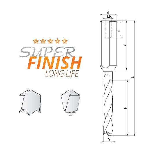 FABA wiertło nieprzelotowe monolityczne WNM-01S 4/10x35 L70 HM Lewy Super wykończenie / Super Finish