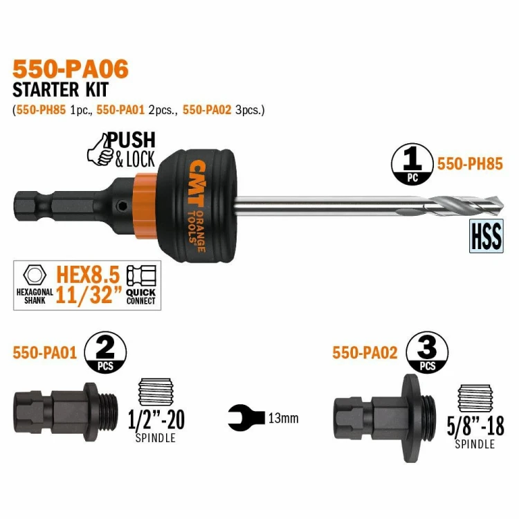 CMT zestaw startowy z uchwytem do otwornic 11-150 mm – zdjęcie 1