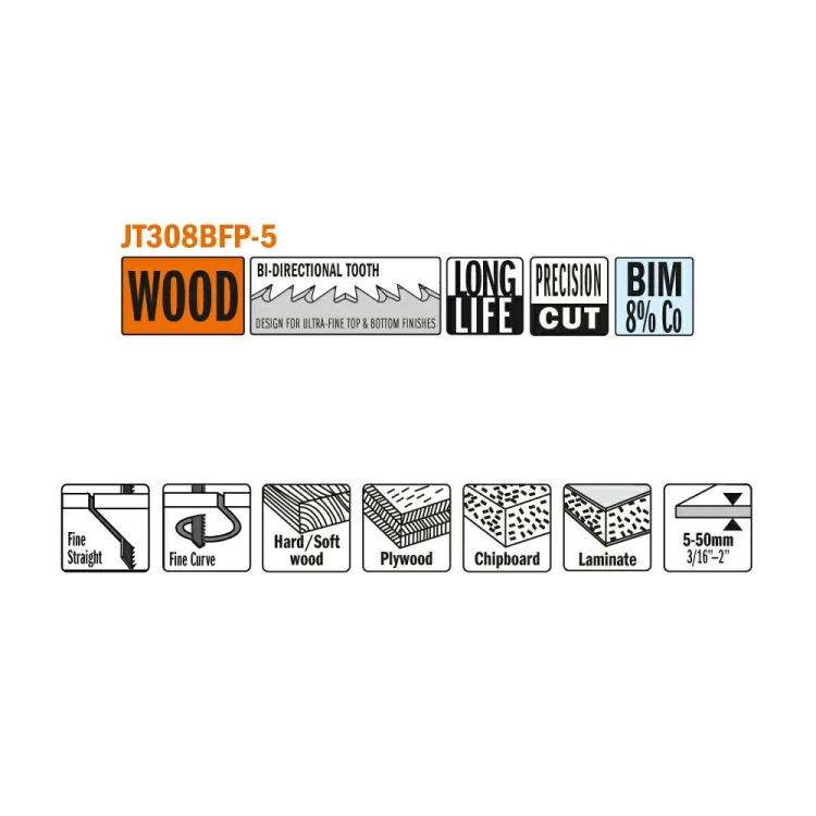 CMT brzeszczot do wyrzynarki I 90 mm, L 116 mm, TS 1,27-2 mm, 5 szt. – zdjęcie 4