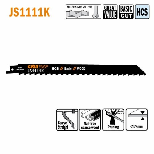 CMT brzeszczot do piły szablastej, H 19 mm, K 1,25 mm, TS 8,5 mm, TPI 3, 5 szt. – zdjęcie 1