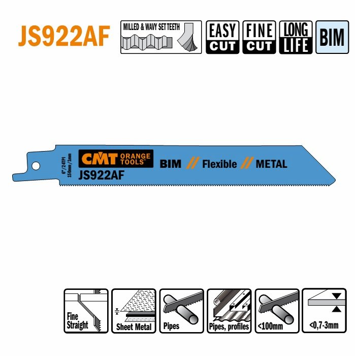 CMT brzeszczot do piły szablastej, H 19 mm, K 0,9 mm, TS 1 mm, TPI 24, 5 szt. – zdjęcie 1