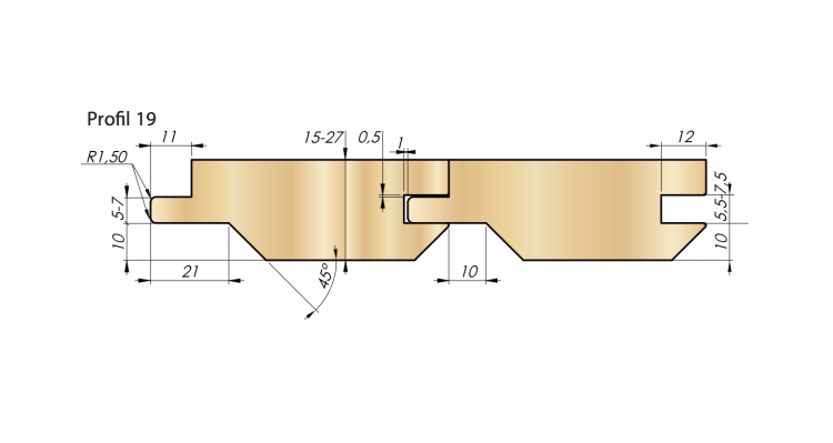 Faba Zestaw frezów do boazerii Z4 HSS 170x40xH36 mm / Profil 19