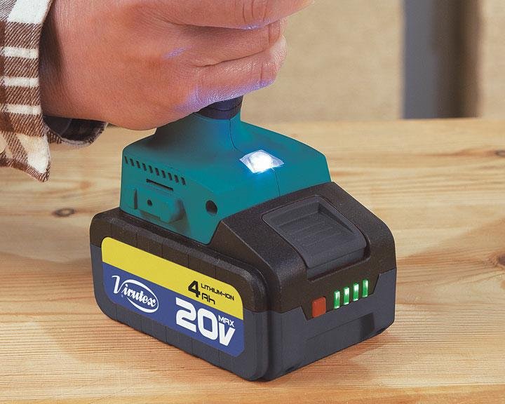 Virutex ATB80P Wiertarko - wkrętarka udarowa 20 V+ 2 szt bateria 4.0 Ah – zdjęcie 3
