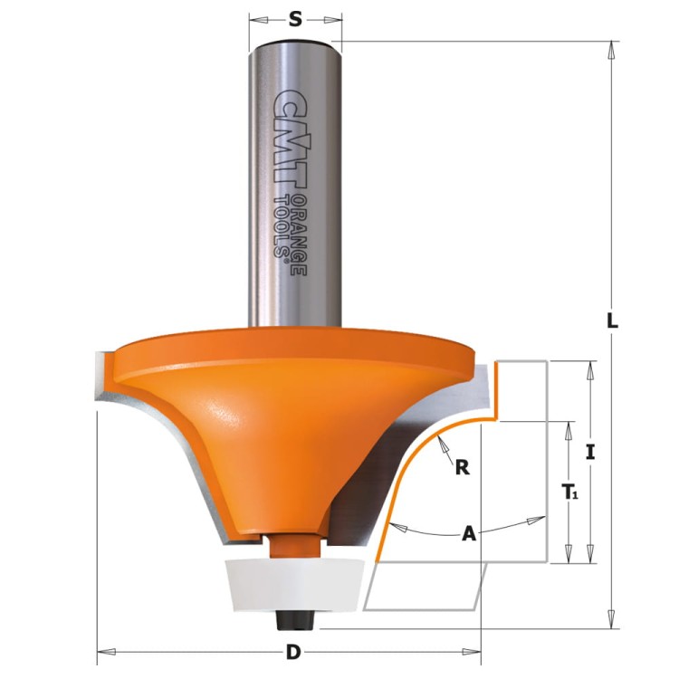 CMT Frez dekoracyjny do Corianu 15° R12,7 D50,8 S12 mm