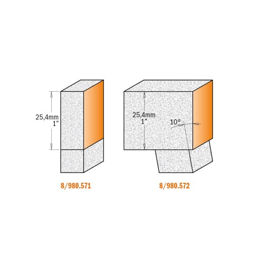 CMT Frez prosty do Corianu z łożyskiem 10° D19,05 I22,2 S12 mm