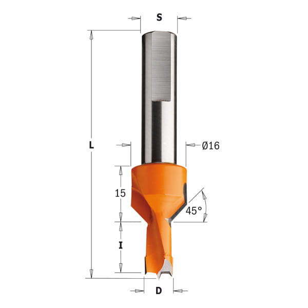 CMT Wiertło nieprzelotowe z pogłębiaczem HM D10 I15 L70 S10 mm / lewe