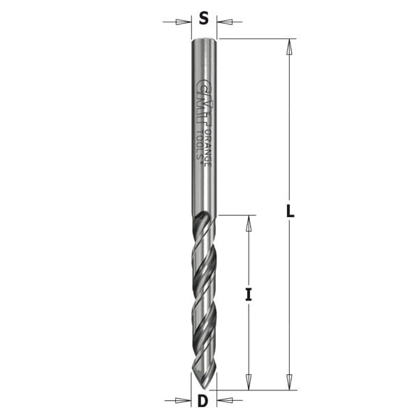 CMT Wiertło przelotowe 60° VHM D2,5 I27 L55 S2,5 mm / lewe