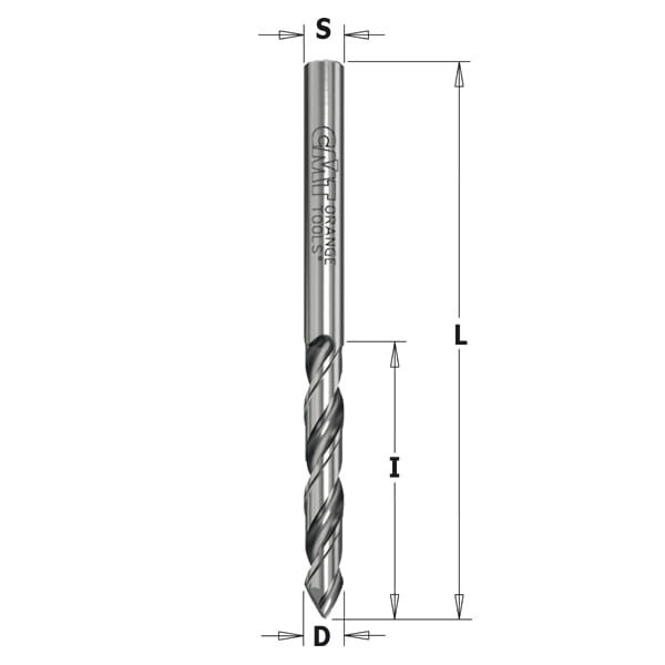 CMT Wiertło przelotowe 60° VHM D3,5 I27 L55 S3,5 mm / prawe