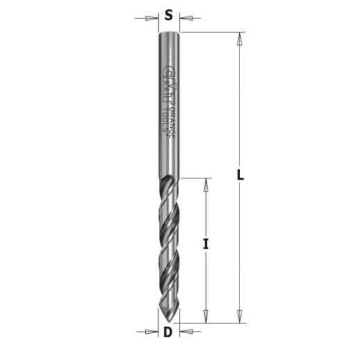 CMT Wiertło przelotowe 60° VHM D2,5 I27 L55 S2,5 mm / prawe
