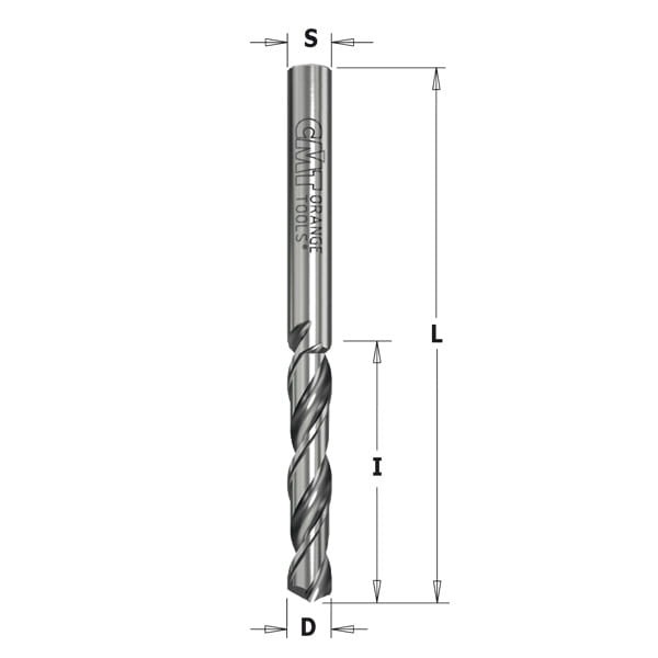 CMT Wiertło przelotowe 120° VHM D3,5 I27 L55 S3,5 mm / lewe