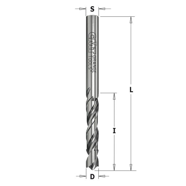 CMT Wiertło nieprzelotowe VHM D2,5 I27 L55 S2,5 mm / prawe