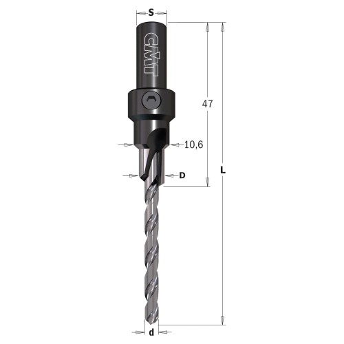 CMT Wiertło do konfirmatów 7,0 x 50 mm prawe