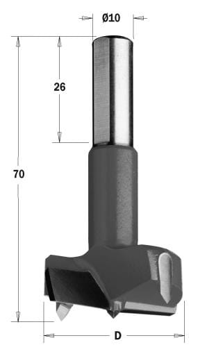 CMT Wiertło puszkowe D14 L70 S10 mm / standard HM / prawe