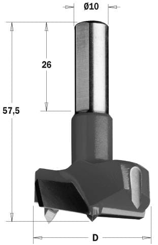 CMT Wiertło puszkowe D55 L57,5 S10 mm / standard HM / prawe