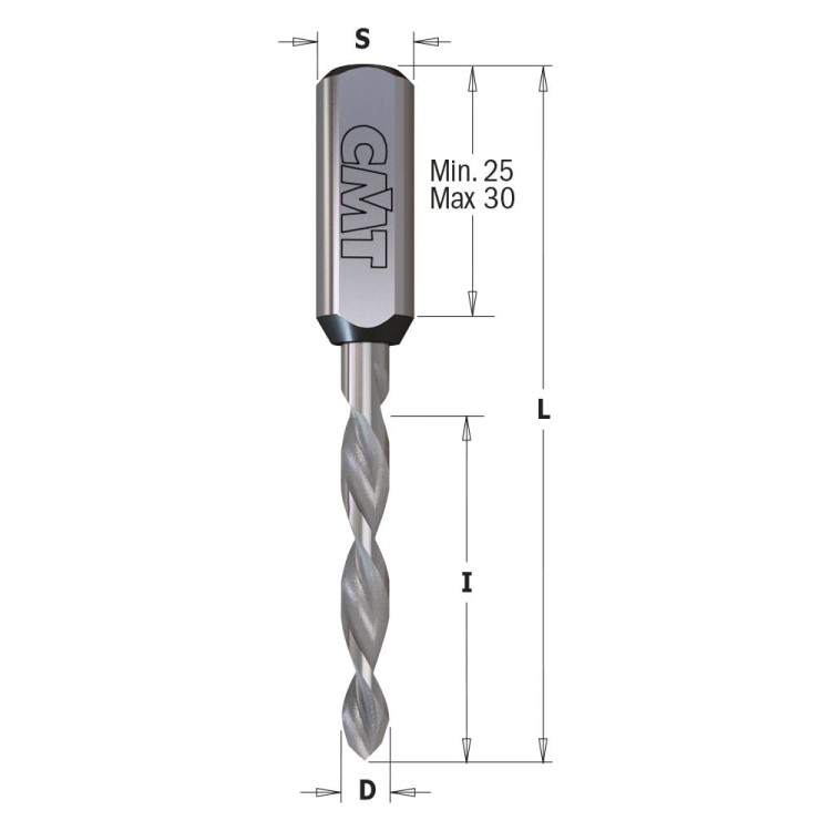 CMT Wiertło przelotowe D8 I35 L70 S10 mm / X-treme VHM / lewe