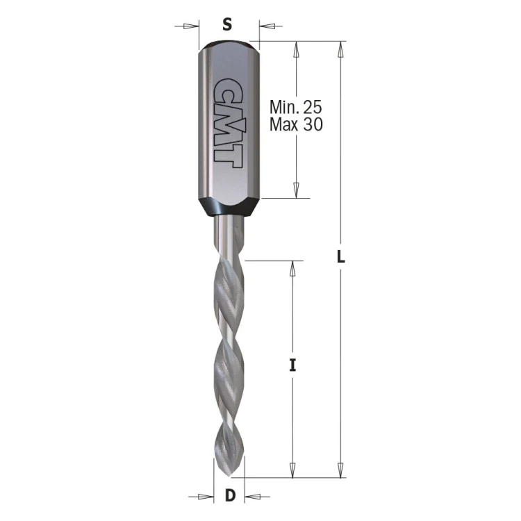 CMT Wiertło przelotowe D5 I35 L70 S10 mm / X-treme VHM / prawe
