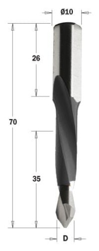 CMT Wiertło przelotowe D5 I35 L70 S10 mm / X-treme HM / prawe