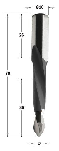 CMT Wiertło przelotowe D5 I35 L70 S10 mm / X-treme HM / prawe