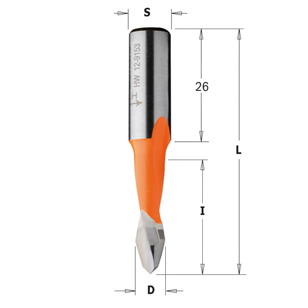 CMT Wiertło przelotowe D8 I27 L57,5 S10 mm / X-treme HM / lewe