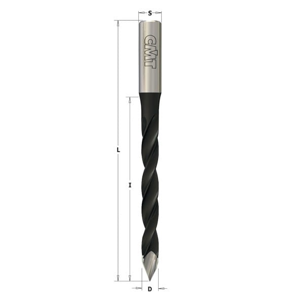 CMT Wiertło przelotowe D5 I70 L115 S10 mm / standard HM / lewe